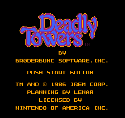 Deadly Towers (USA) Title Screen